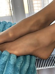 Gerda Ice in Brown Dress and Pantyhose