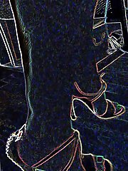 Luminous contours of legs heels and ass