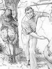 Art - Vintage drawings mature BDSM torture and humiliation